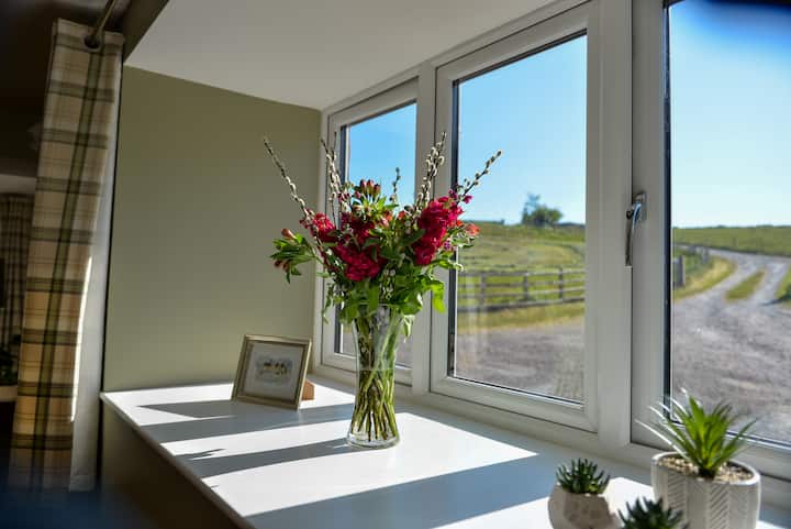 The view from the living room window of Clockwork Cottage.