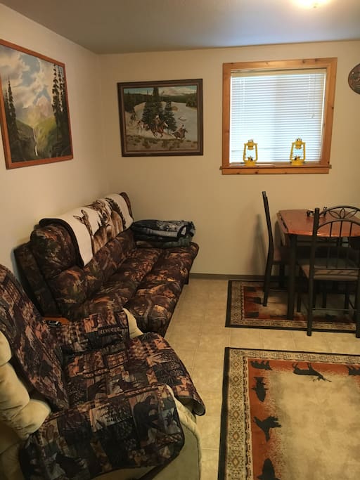 Living room with fold down sofa