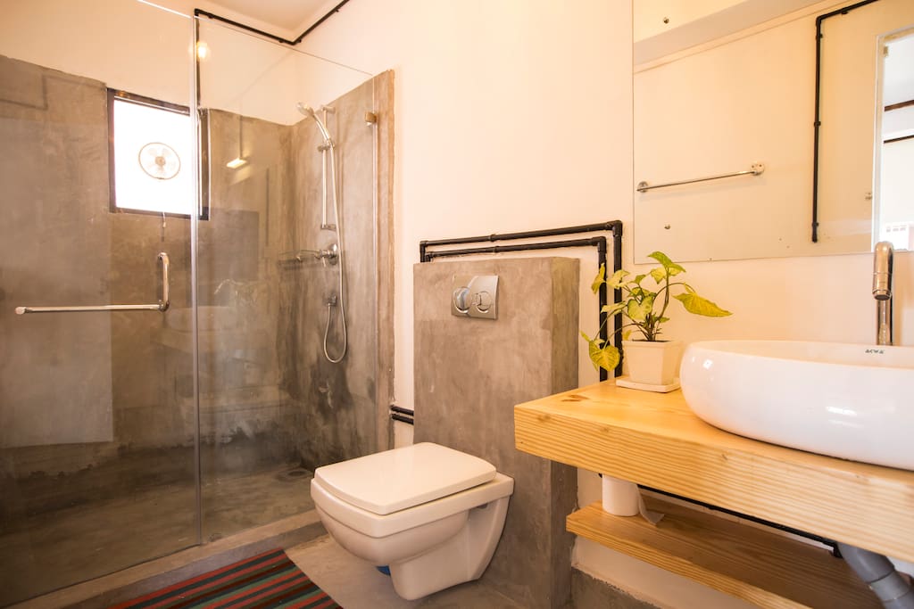 Walk-in shower in your luxurious bathroom. No more wet floors!