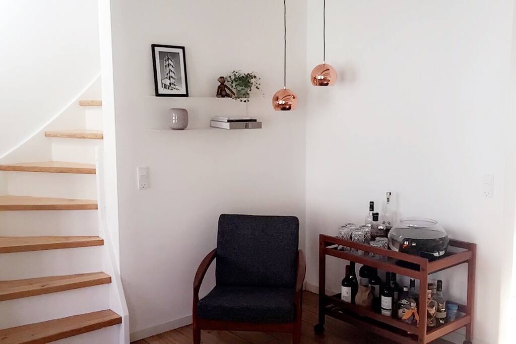 Stairs to bedroom (fish are not included)
