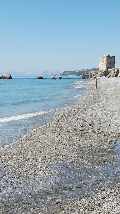 The beach, 8 min walk from the apartment.