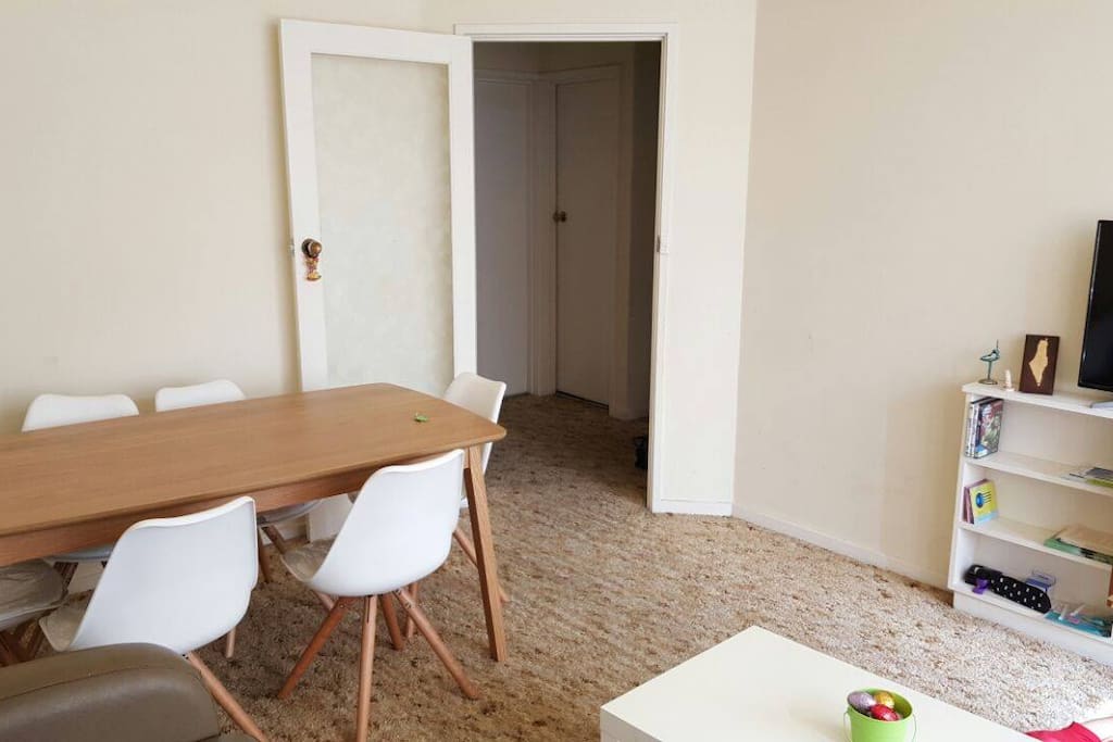 Dining area in the living room.