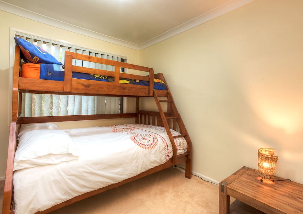 Second bedroom bunks: double and single beds