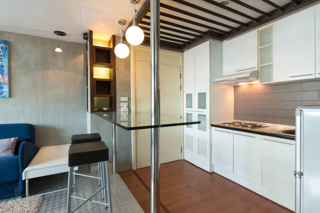 Living room and kitchen area