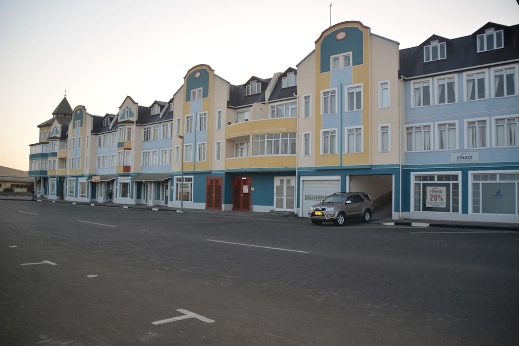 Streetview of the complex with garage entrance