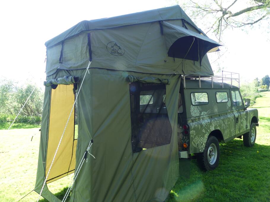The blinds can be dropped on the awning to give a private area for getting changed.