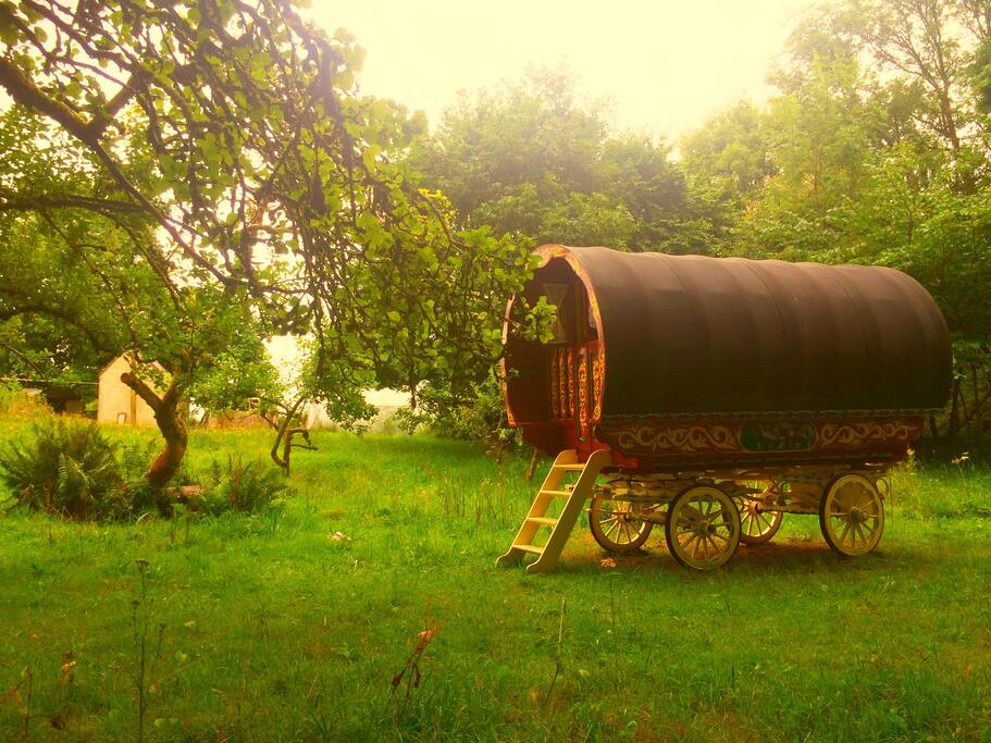 Parked amongst the apple trees