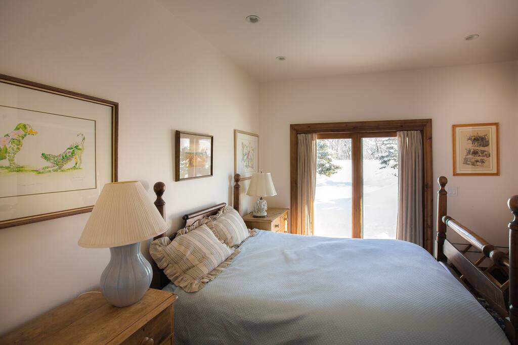 The second bedroom is right next to the first one, and also has a private en-suite bathroom