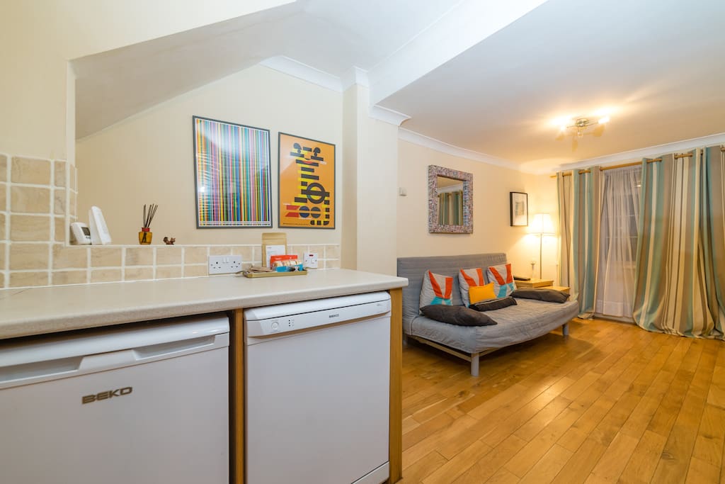 View of the living area from kitchen