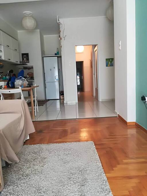 View of living room and kitchen