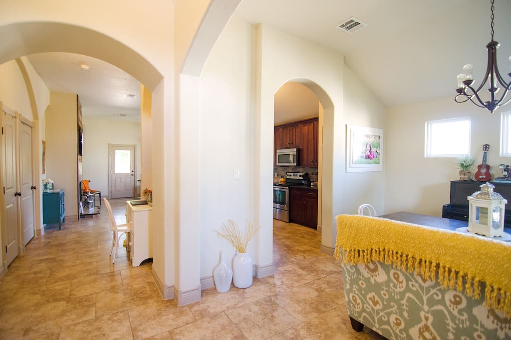 open dining, kitchen, and living room