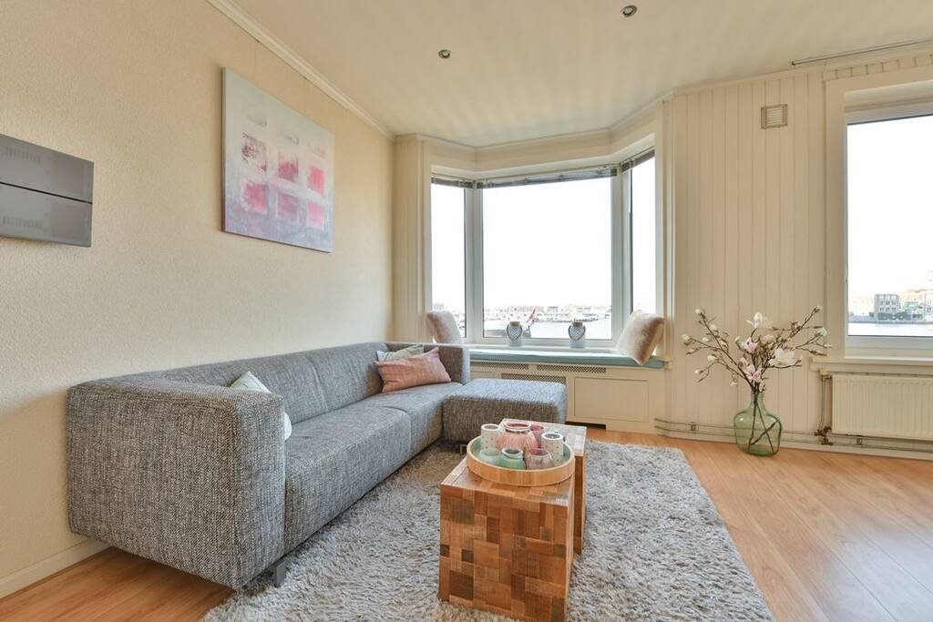 Living room with river view