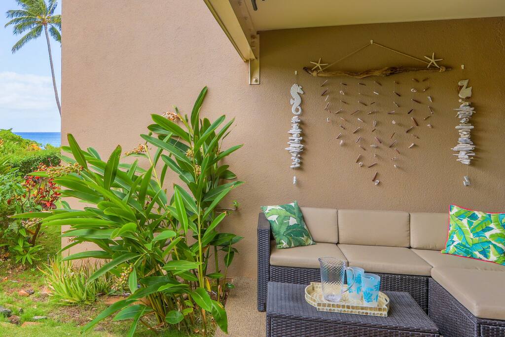 Relax out on the lanai, where there's a partial ocean view. At sunset, I captured...