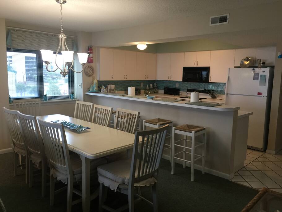 Dining area and kitchen.