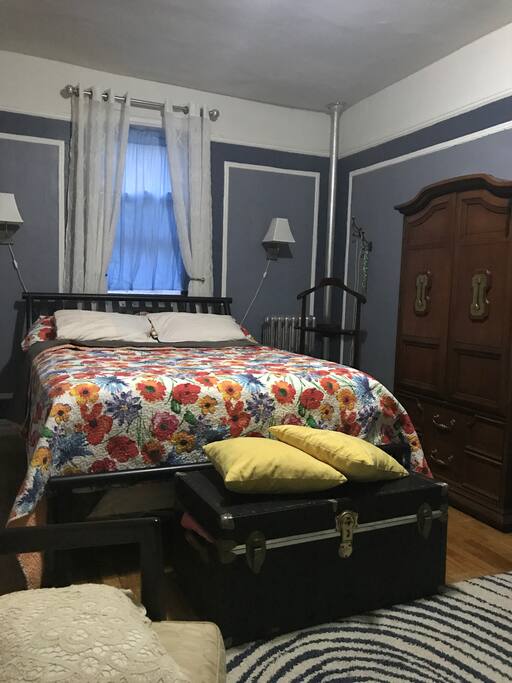 Beautifully peaceful bedroom with storage for your belongings.