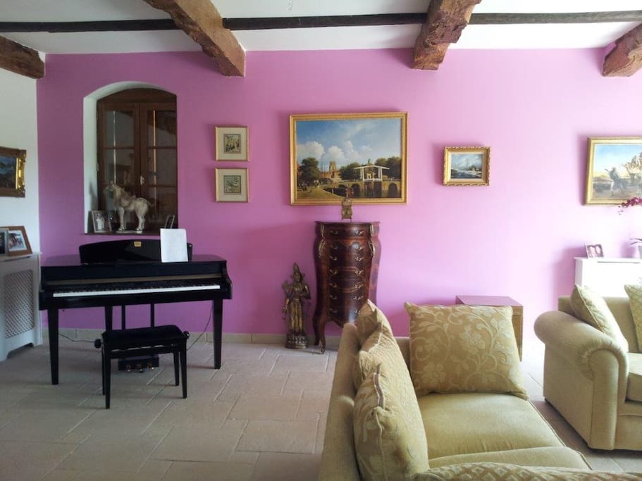 The drawing room/main sitting room with double doors into the garden
