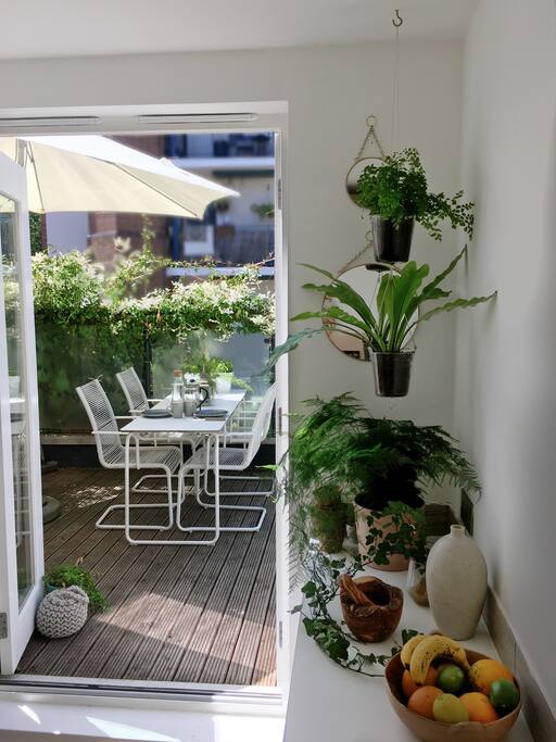 Downstairs terrace directly located by the kitchen