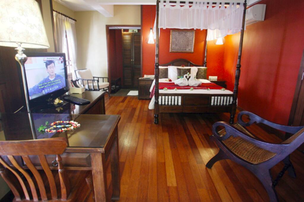 You have your own workspace, TV and space to move around!