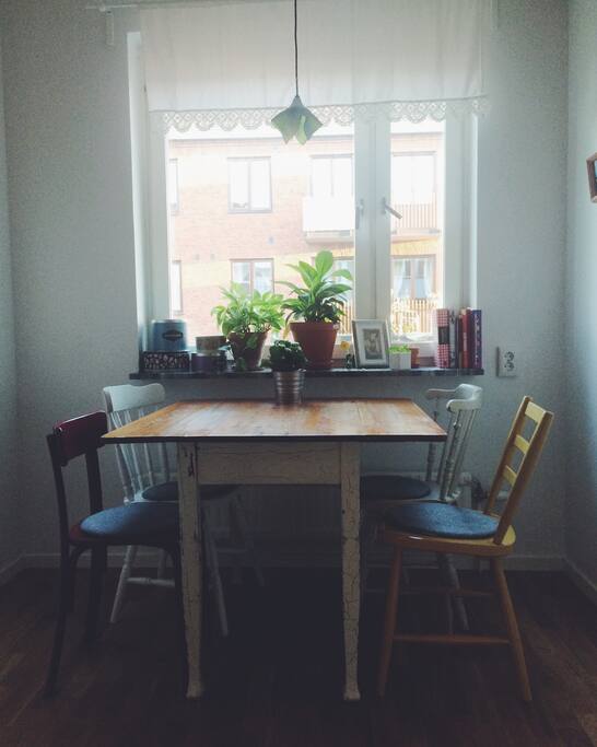 Kitchen with views over the park