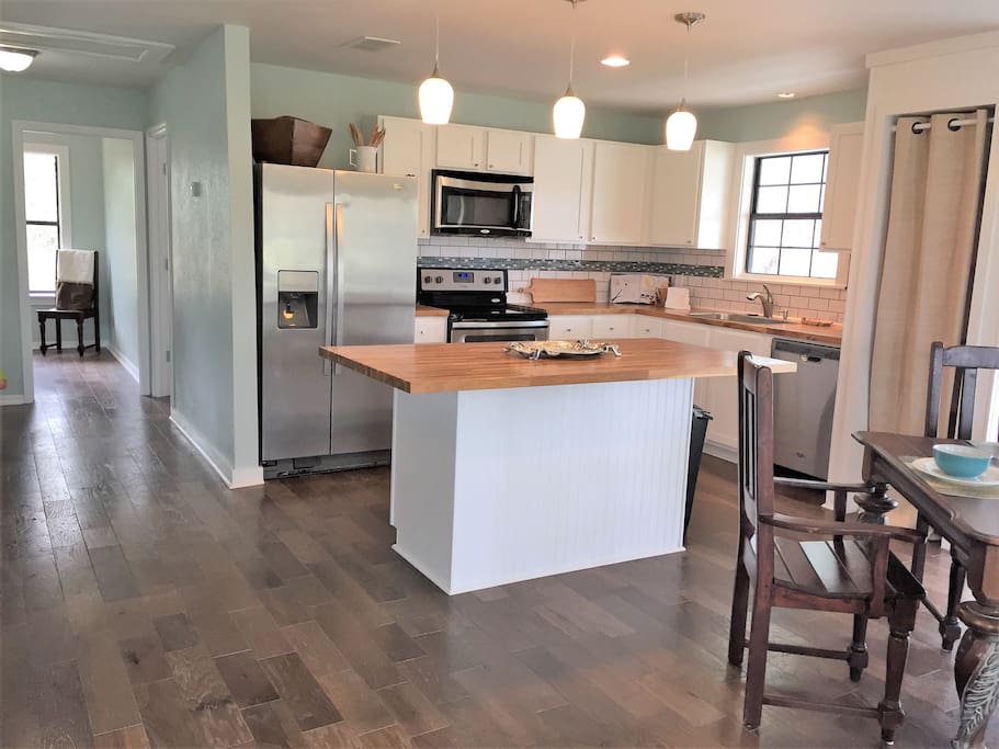 A newly renovated kitchen and floor plan to open up your vacation space.