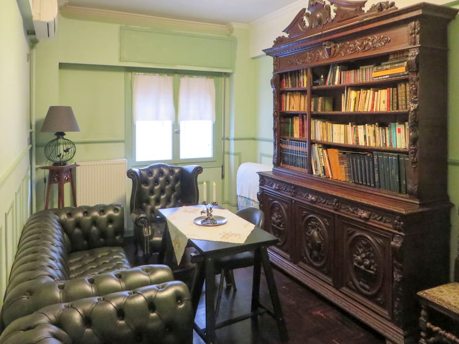 Interior view-living room and library