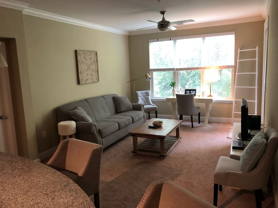 Open living room with patio access