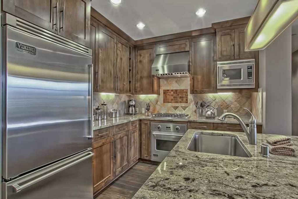 Kitchen with stainless steel appliances