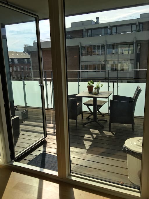 The balcony next to the kitchen