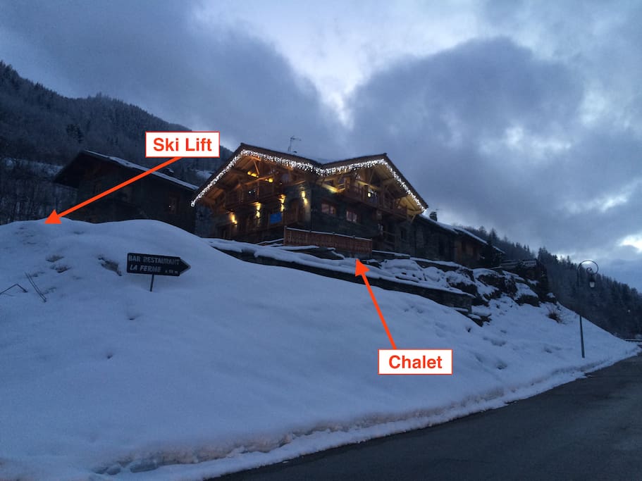 A view of the outside of the Chalet building