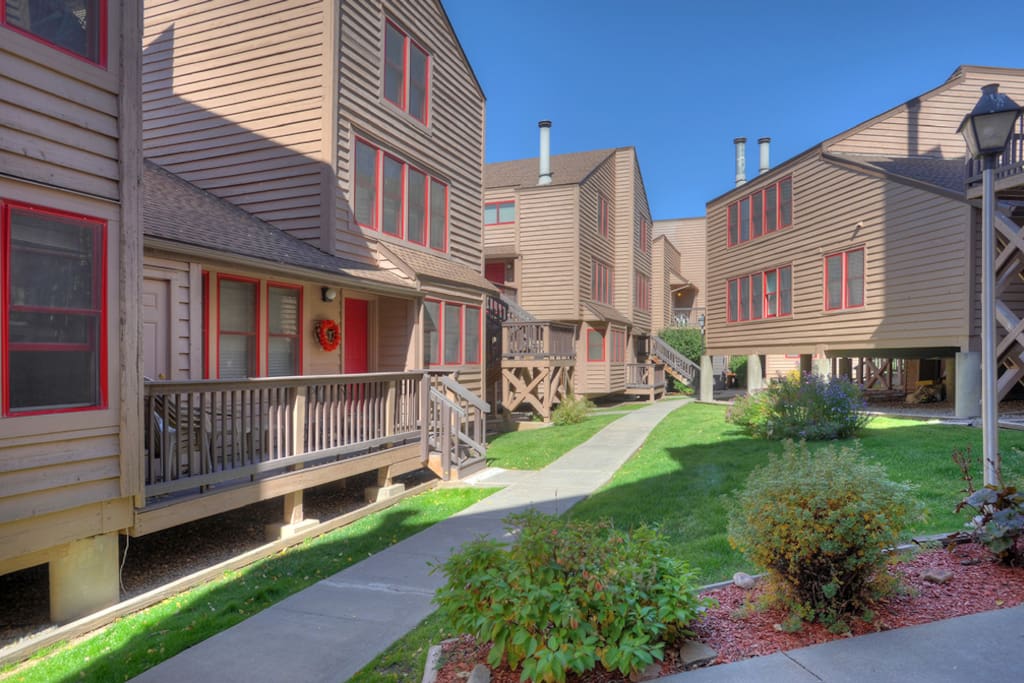 Courtyard in summer at Durango Hillside Condo at Ferringway Durango Colorado vacation rental
