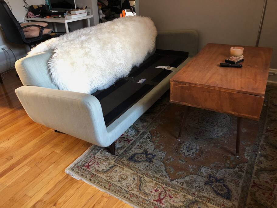 Please excuse the couch cushions, they were being dry-cleaned when this photo was taken!