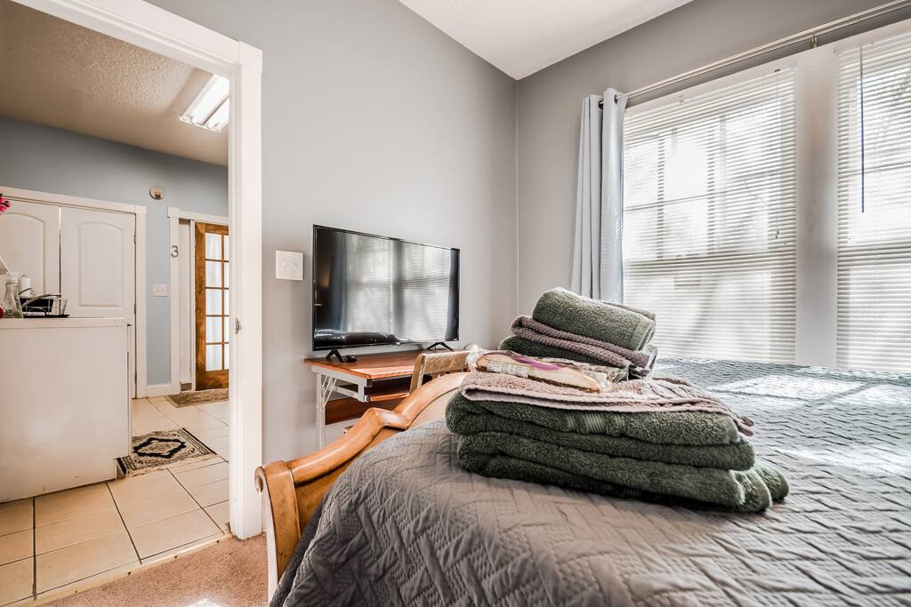 Your room includes a closet, desk and 43" smart TV with Netflix.