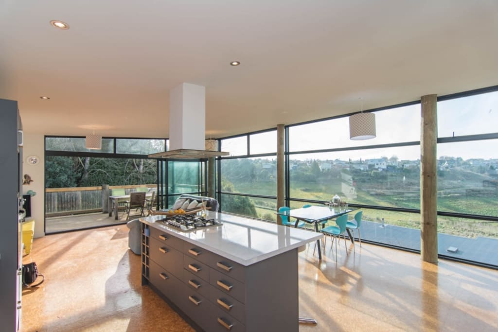 From the kitchen, open plan