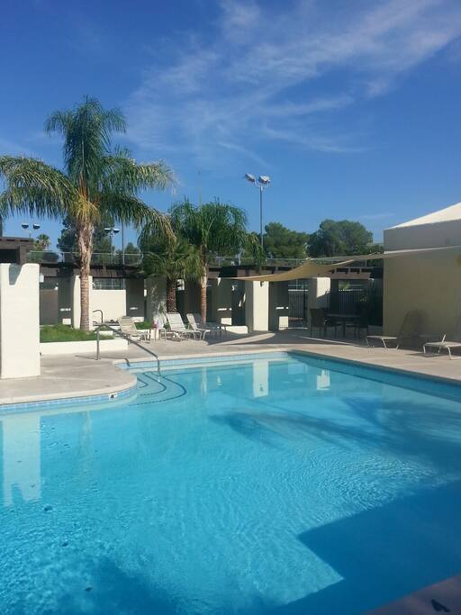 One of two community pools, plus spa