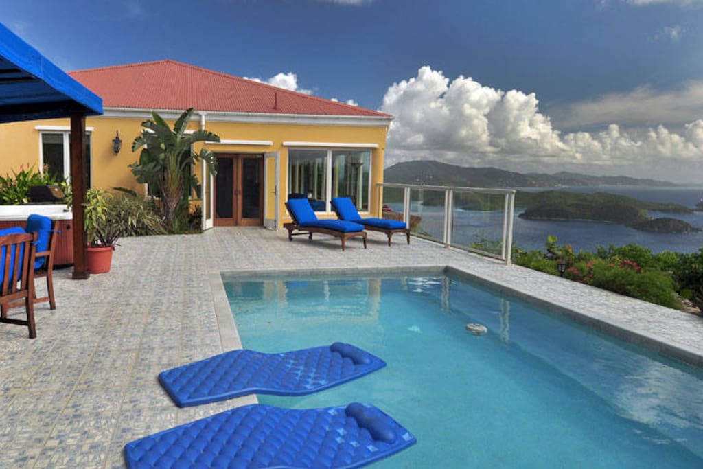 The pool deck at Moonswept Villa.