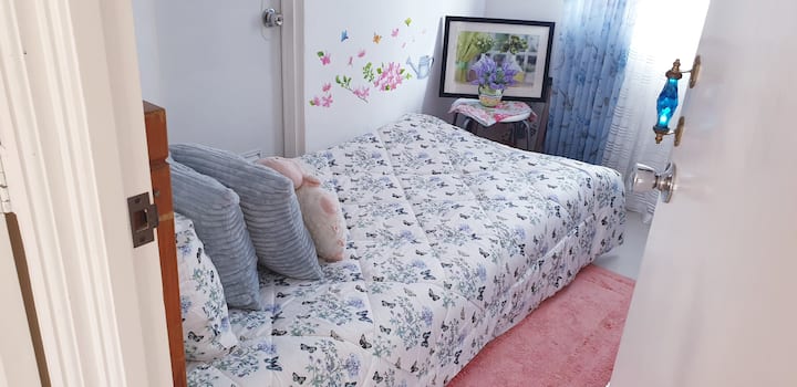 The blue bedroom upstairs