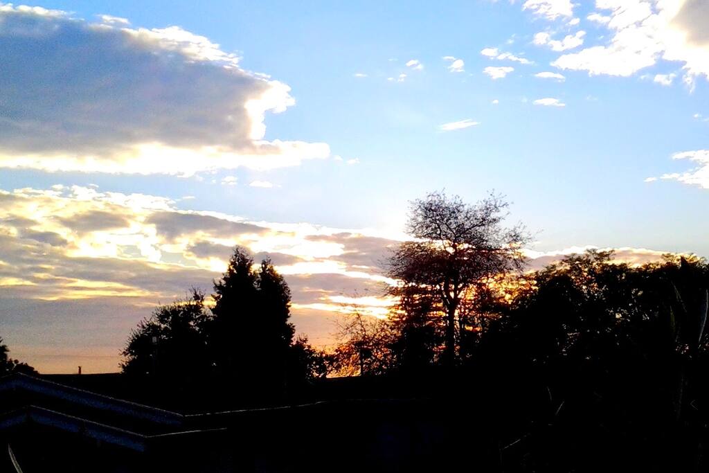 Sunset. You can see the Bay and even Sutro Tower on a clear day!