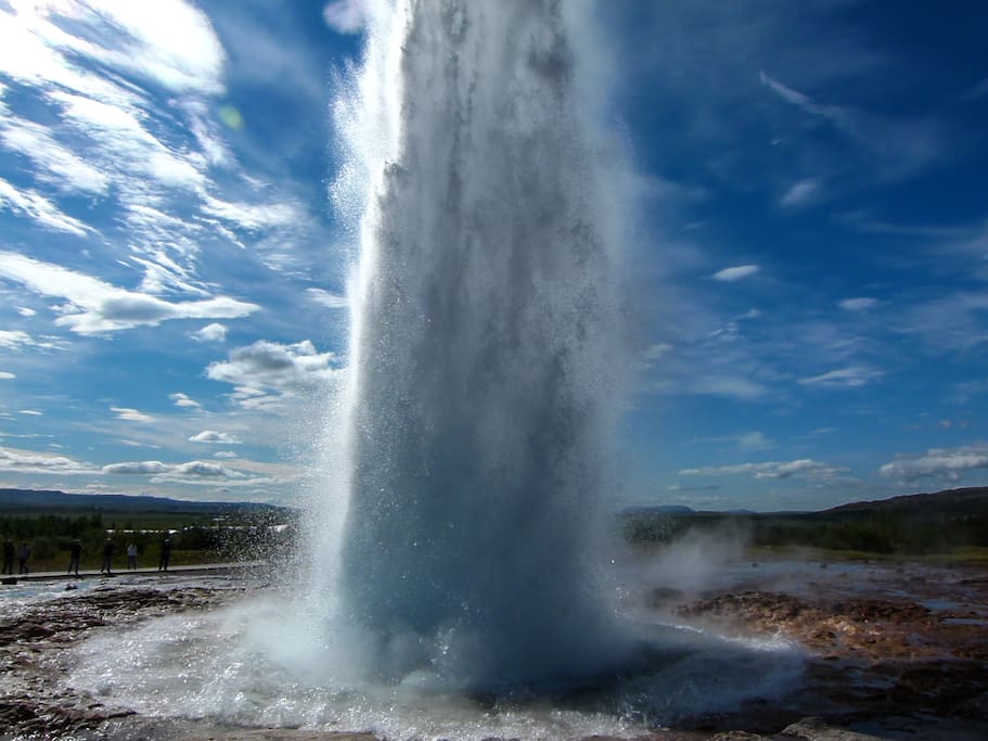 The incredible Geysir- geothermal area is a part of the Golden Circle Route.