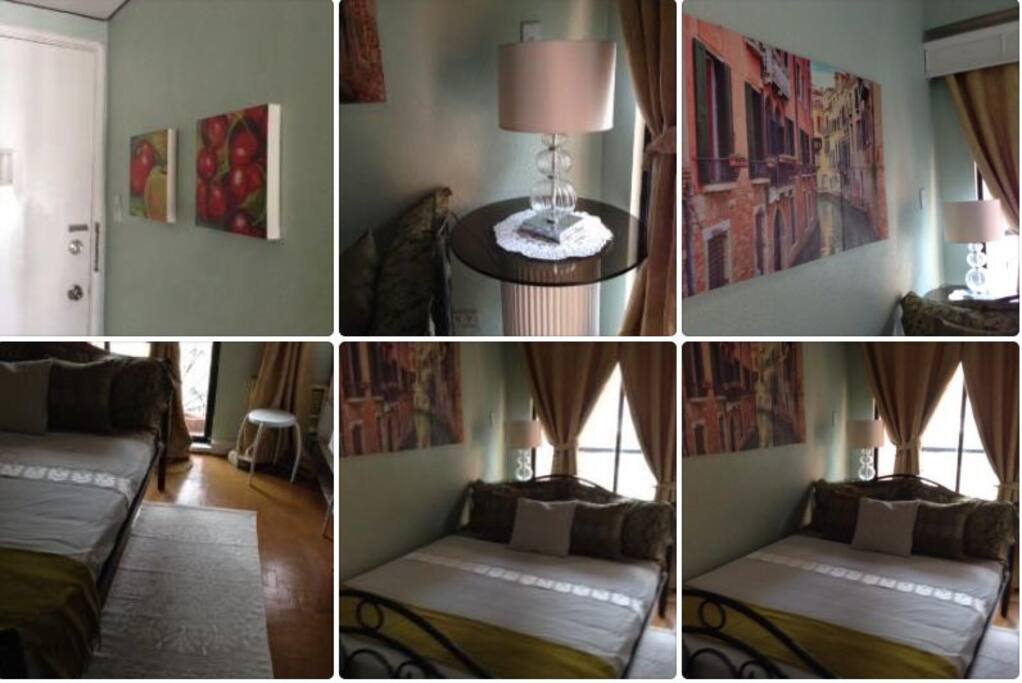 Studio Type unit • Queen size bed • Complete kitchen equipments