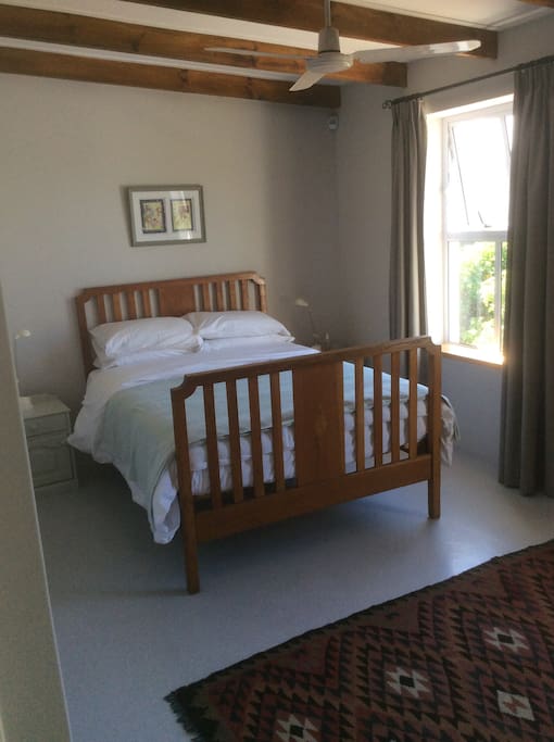 Double bed, crisp cotton linen.