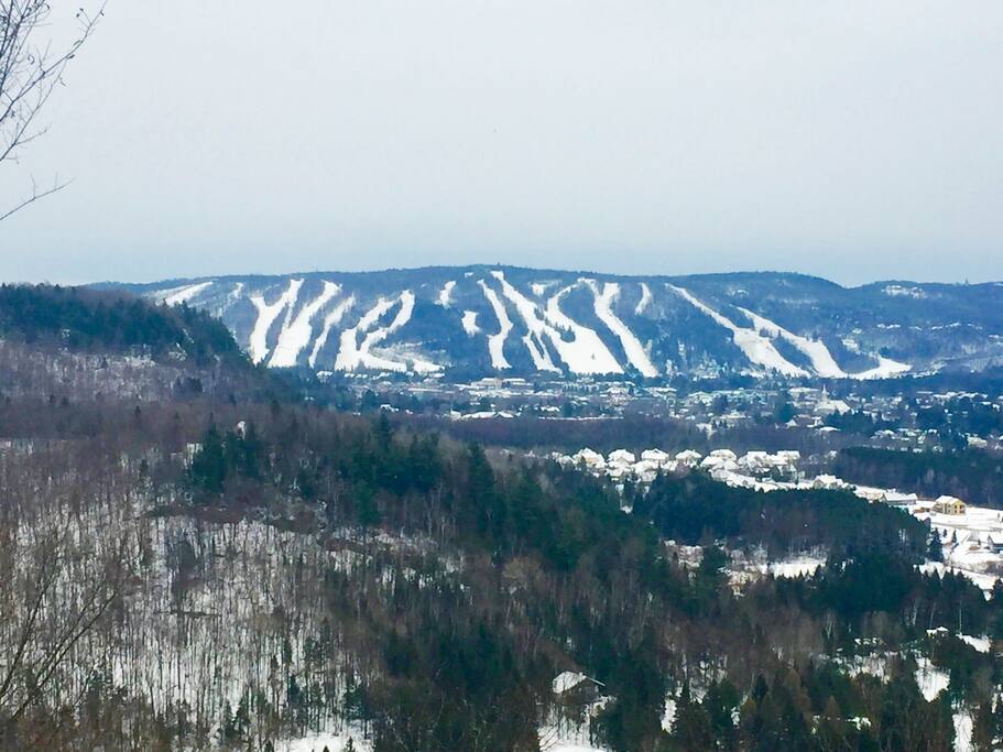 Splendide vue de la maison. Panorama imprenable sur le Mont Saint-Sauveur et les Laurentides. / View from the house.