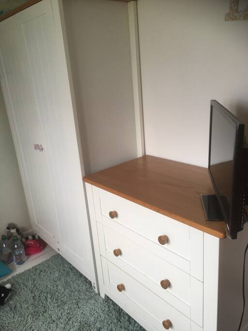 Wardrobe and drawers. To/DVD