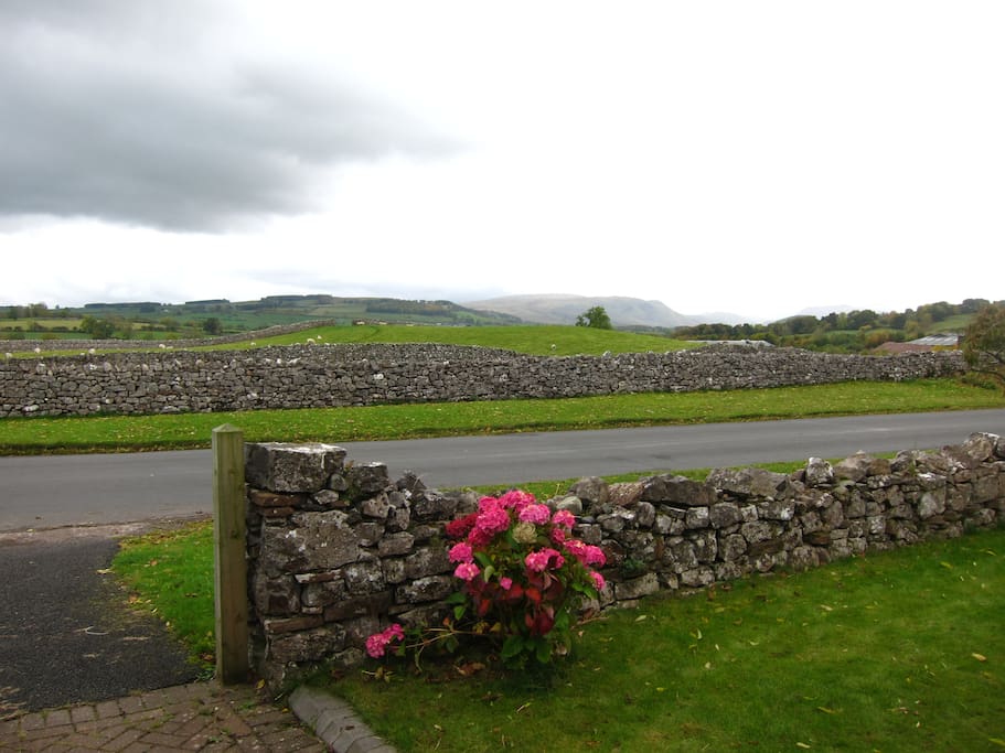 Panoramic views of the the Lakeland Fells from the front of the house