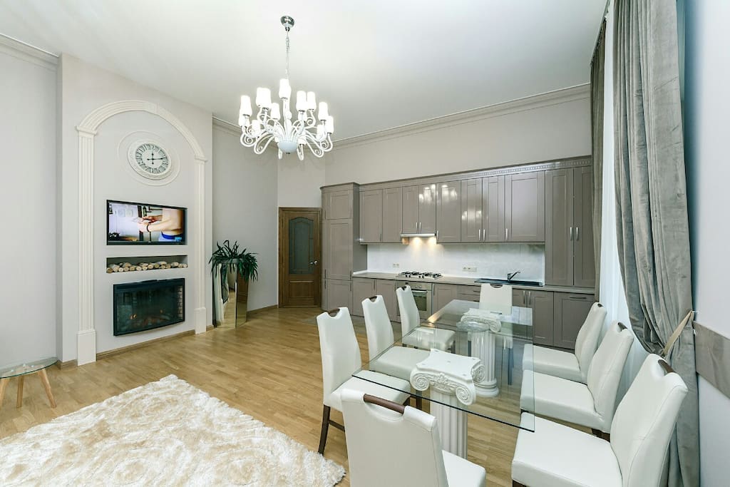 Living-room, open studio-kitchen