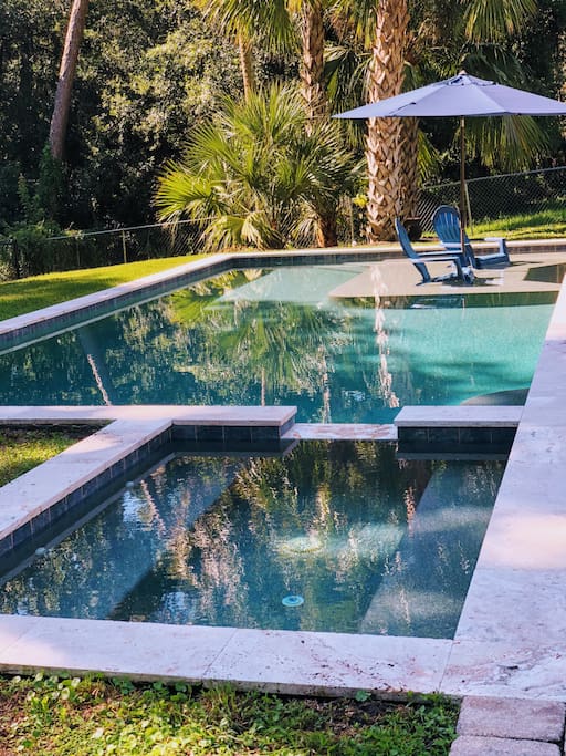 30x15 heated pool and 8x6 hot tub