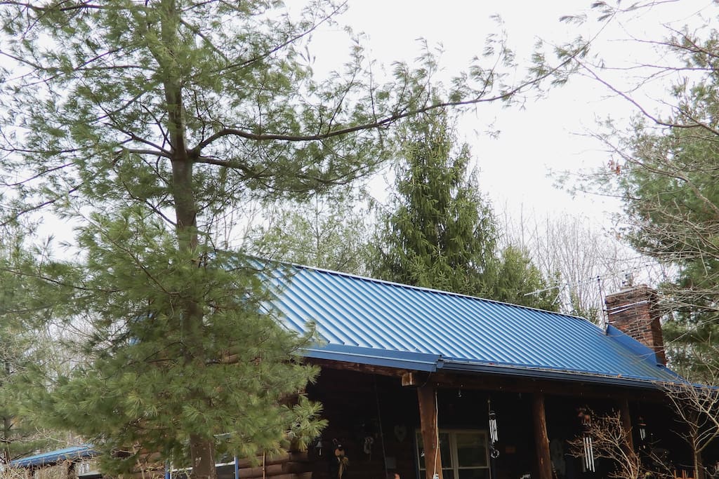 Listen to the rain on the metal roof in your cozy bed.