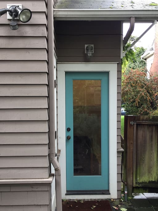 Entrance to the mother-in-law apartment. Enter on the north side of the house and walk down side of house to access this door. Motion activated lighting for safe and easy access.