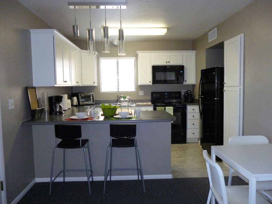 Brand new kitchen and appliances. Two dining areas.