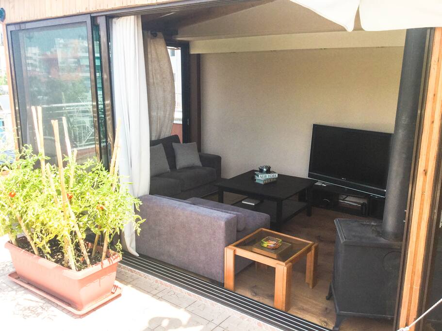 Open air living room. Slide doors open for a wonderful evening breeze.
