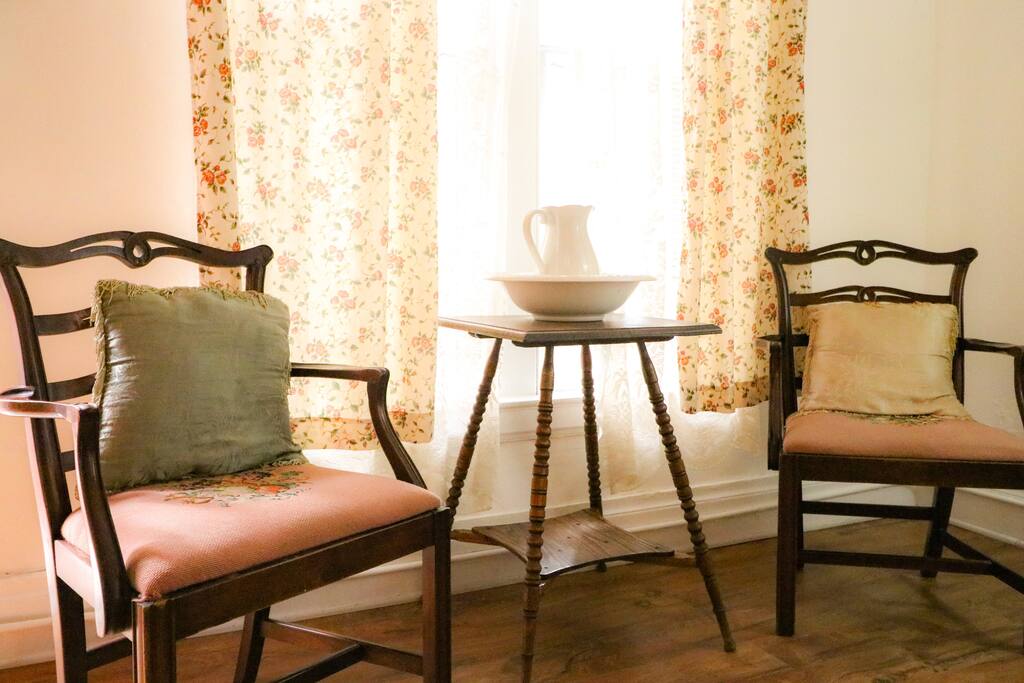 Vintage chairs for the morning papers.